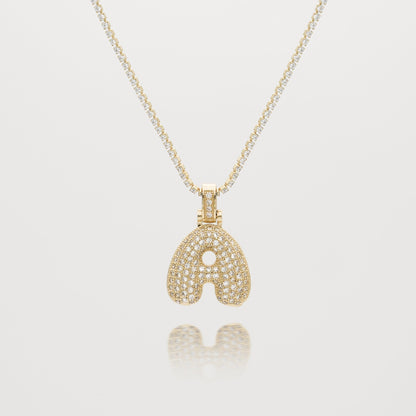 Pave Bubble Letter Initial Necklace