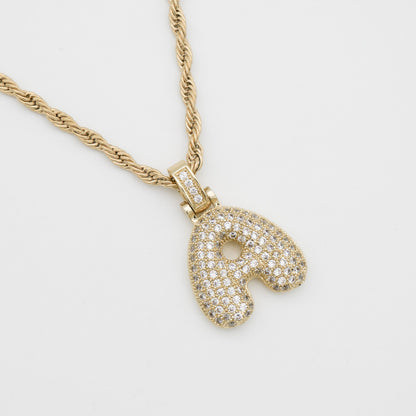 Pave Bubble Letter Initial Necklace