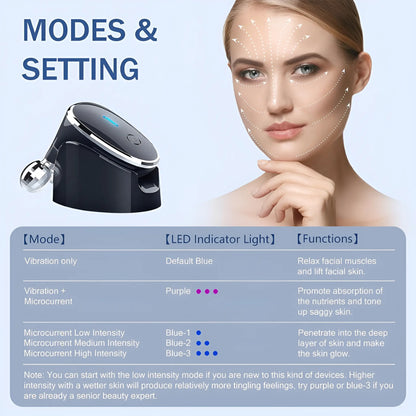 Microcurrent Face Massager Roller - Skin Tightening & Rejuvenation Tool