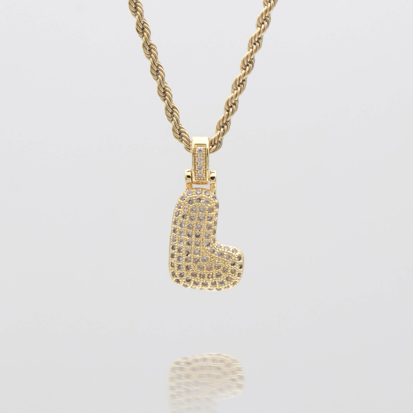 Pave Bubble Letter Initial Necklace