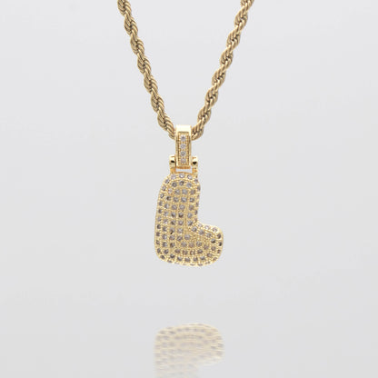Pave Bubble Letter Initial Necklace