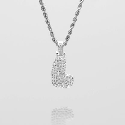 Pave Bubble Letter Initial Necklace