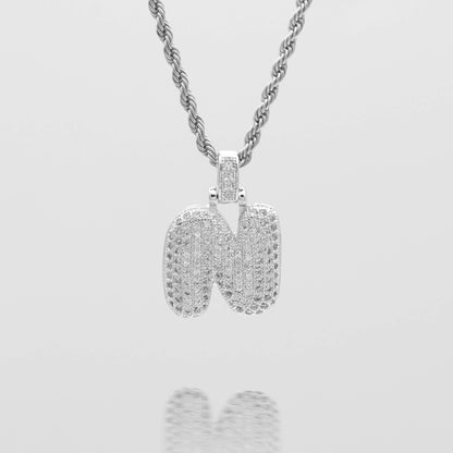 Pave Bubble Letter Initial Necklace