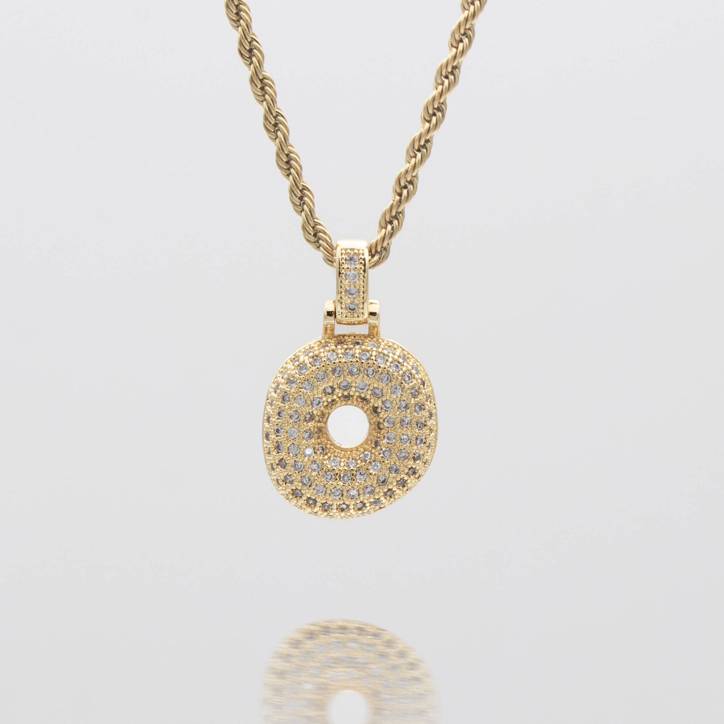 Pave Bubble Letter Initial Necklace