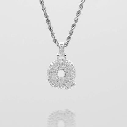 Pave Bubble Letter Initial Necklace