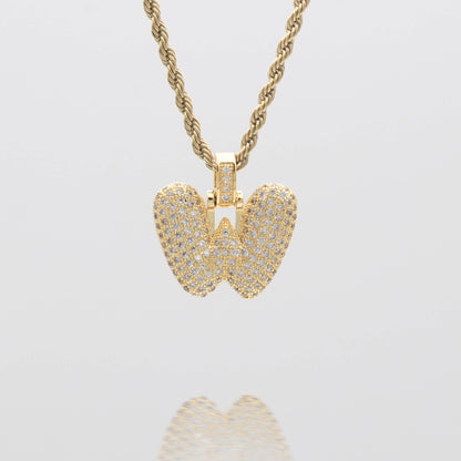 Pave Bubble Letter Initial Necklace