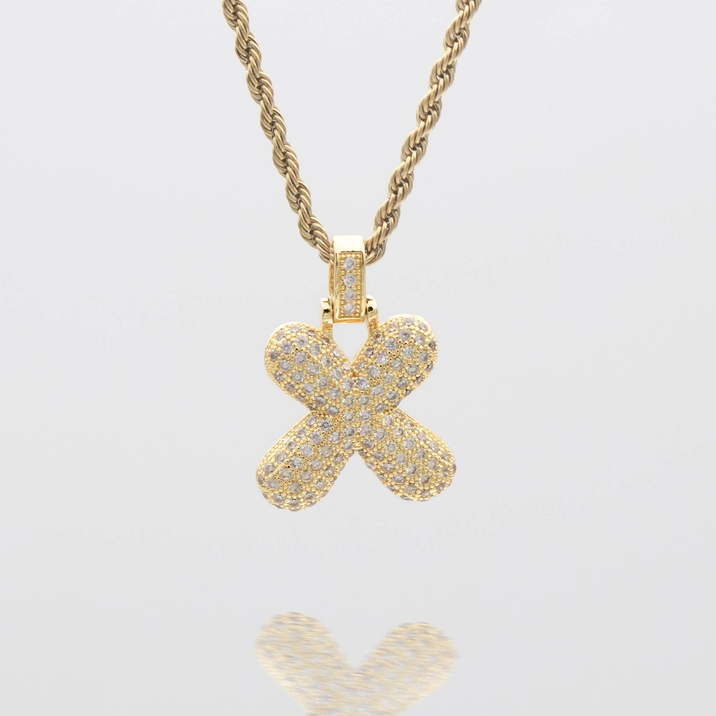 Pave Bubble Letter Initial Necklace