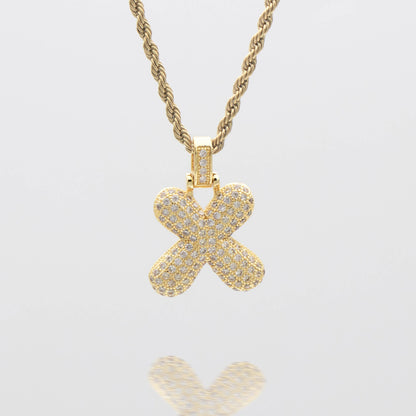 Pave Bubble Letter Initial Necklace