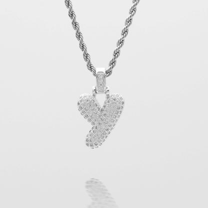 Pave Bubble Letter Initial Necklace