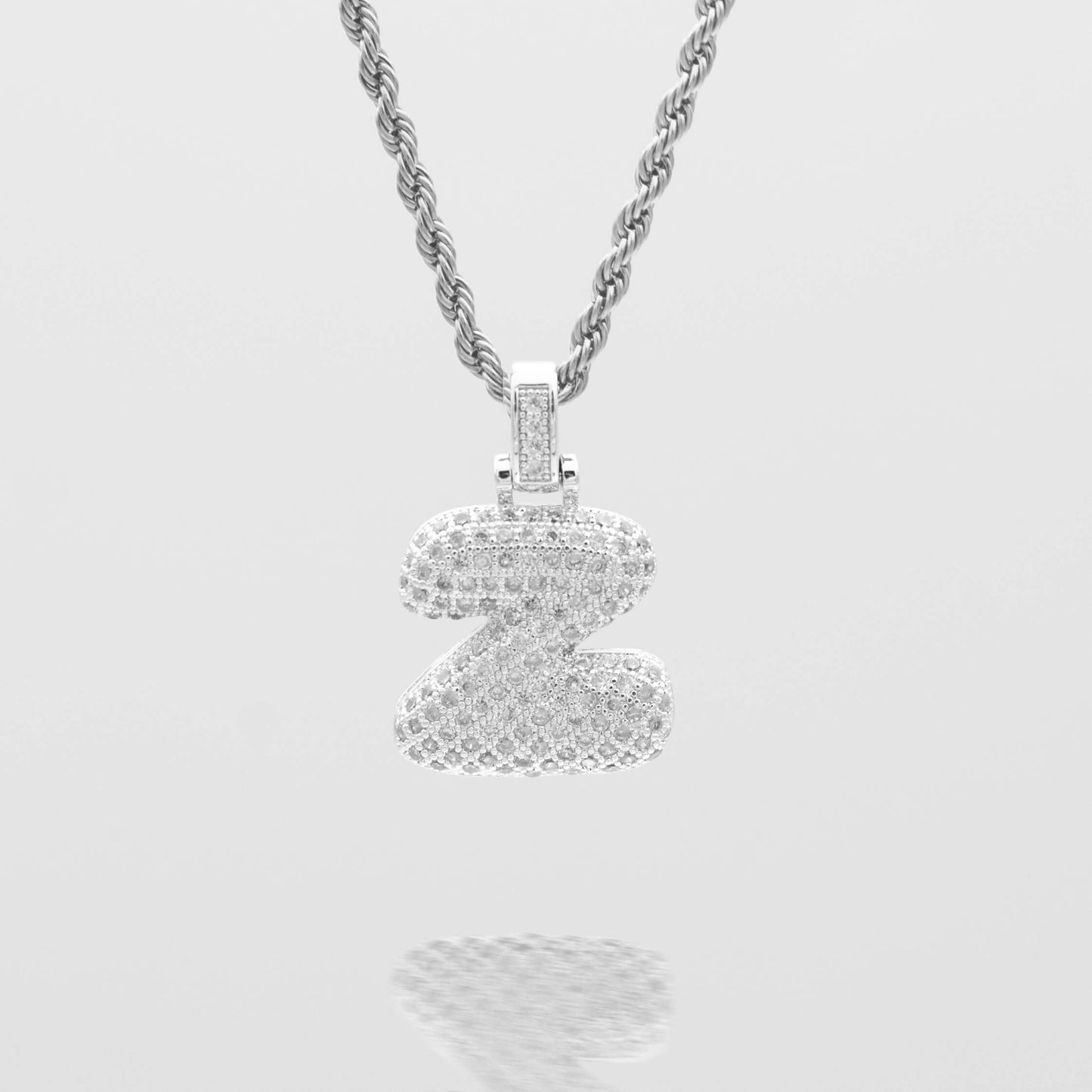 Pave Bubble Letter Initial Necklace