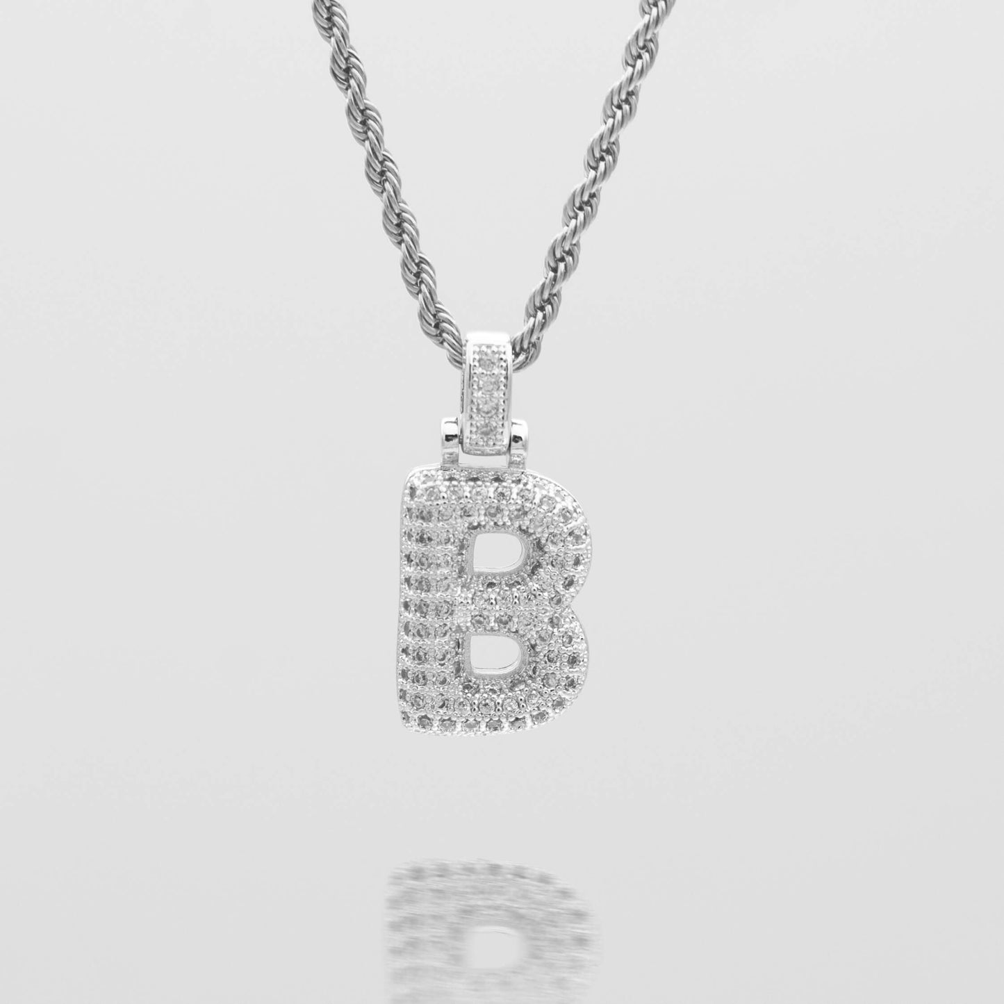 Pave Bubble Letter Initial Necklace