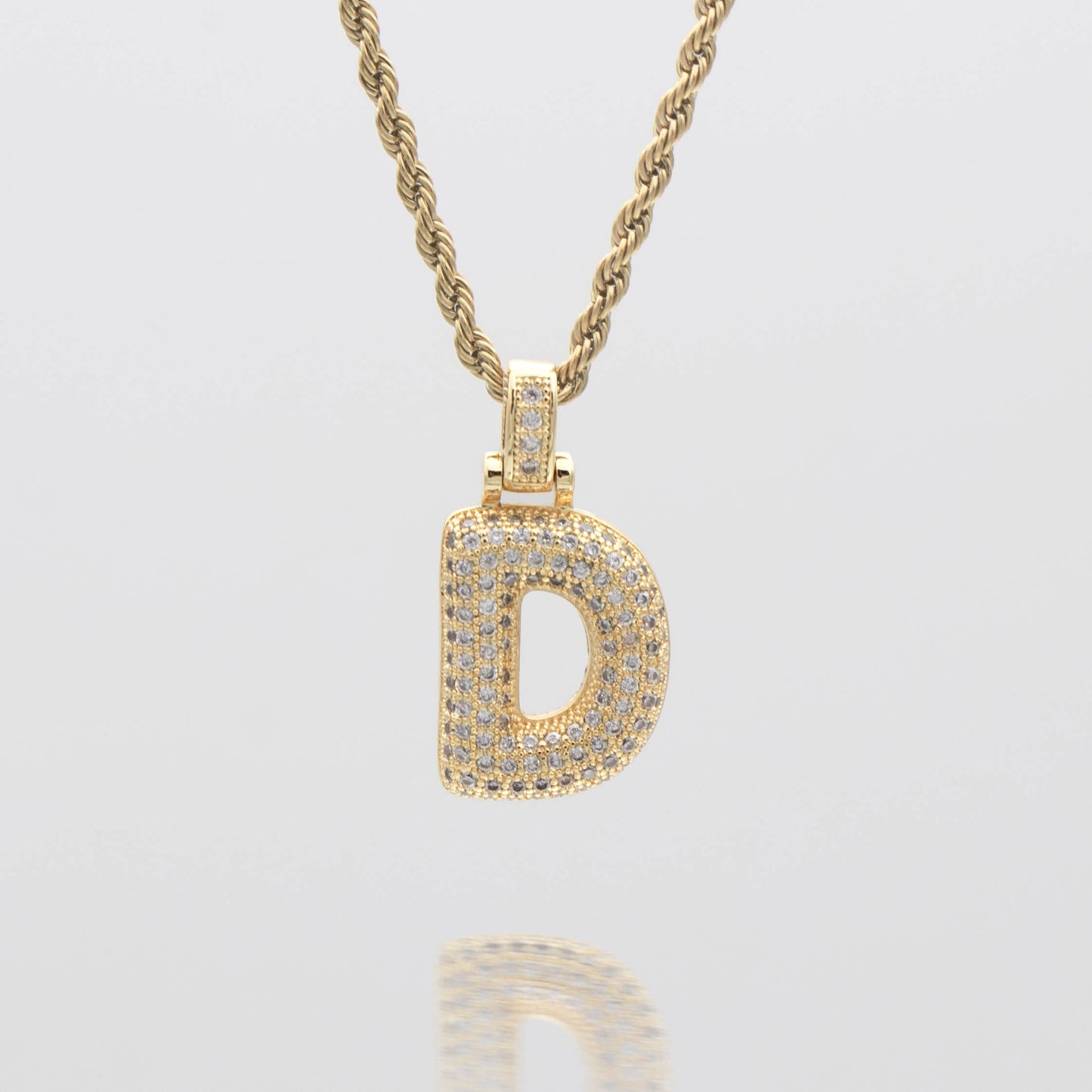 Pave Bubble Letter Initial Necklace