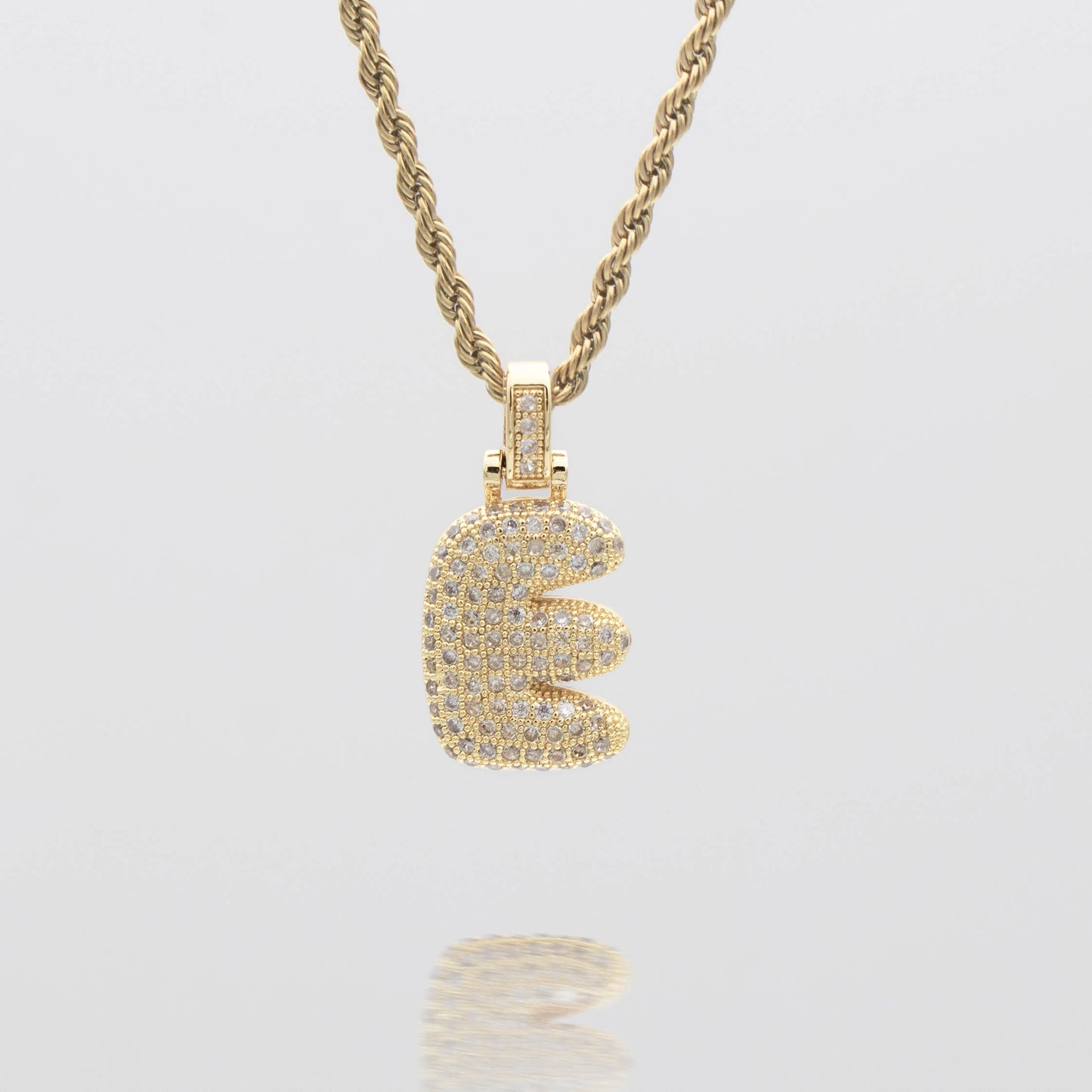 Pave Bubble Letter Initial Necklace