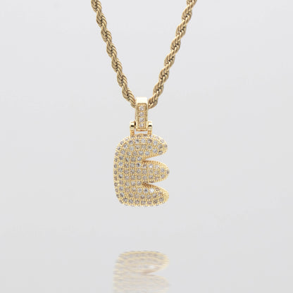 Pave Bubble Letter Initial Necklace