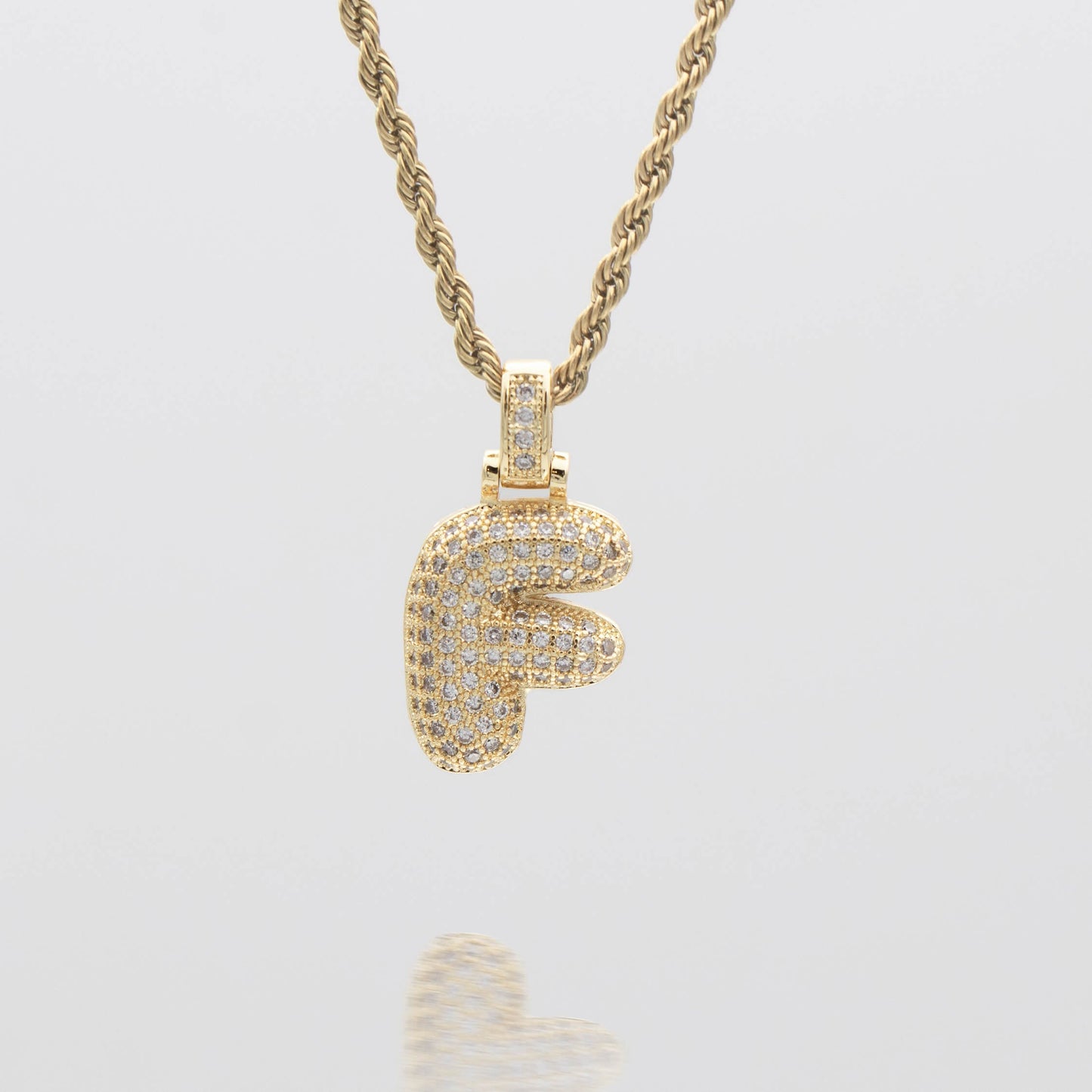 Pave Bubble Letter Initial Necklace