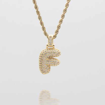 Pave Bubble Letter Initial Necklace